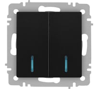 Выключатель Intro Accent 610505 двойной с подсветкой, 10А250В, IP20, СУ, AL/CU, антрацит Б0063516