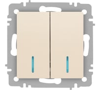Выключатель Intro Accent 610502 двойной с подсветкой, 10А250В, IP20, СУ, AL/CU, слоновая кость Б0063509