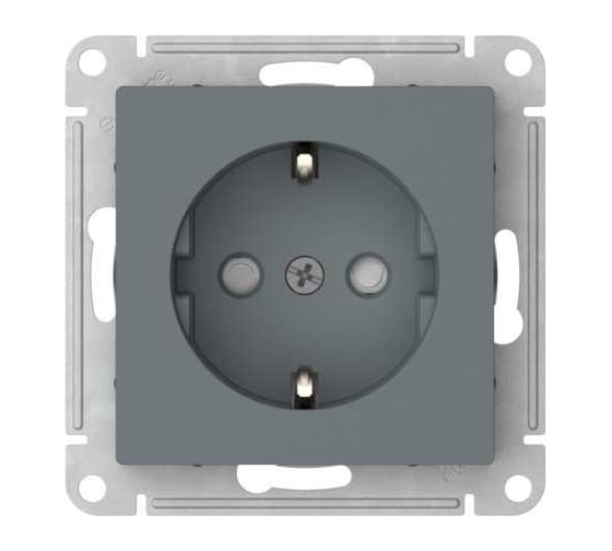 Розетка Systeme Electric ATLASDESIGN с заземлением со шторками, 16А, мех., быстрозажим. клем., грифель ATN000745S