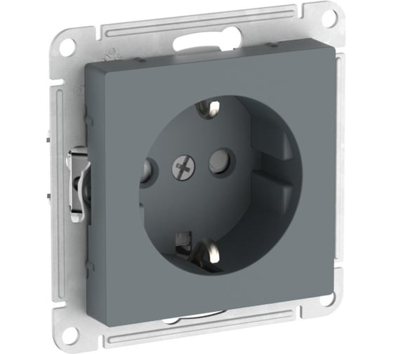 Розетка Systeme Electric ATLASDESIGN с заземлением со шторками, 16А, мех., быстрозажим. клем., грифель ATN000745S