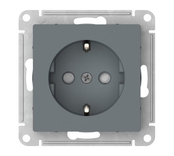 Розетка Systeme Electric ATLASDESIGN с заземлением со шторками, 16А, мех., быстрозажим. клем., грифель ATN000745S