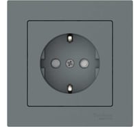 Розетка Systeme Electric ATLASDESIGN с заземлением со шторками, 16А, в сборе, быстрозажим. клем., грифель ATN000744S