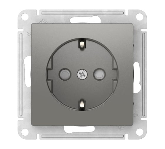 Розетка Systeme Electric ATLASDESIGN с заземлением со шторками, 16А, мех., быстрозажим. клем., сталь ATN000945S