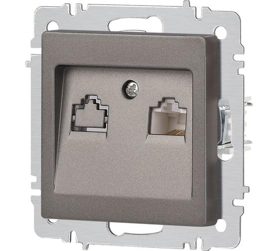 Розетка Intro Accent 6-303-09 информационная RJ45, IP20, СУ, титан Б0063642