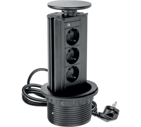 Выдвижной встраиваемый розеточный блок GTV на 3 EURO розетки AE-BPW3GS-20