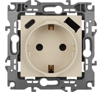 Розетка ЭРА Серия 12 12-4108-02 2PE 16A250В со шторками с USB typeAC 5В3А слоновая кость Б0067731