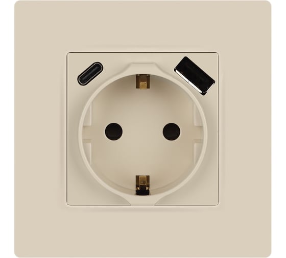 Розетка ЭРА Серия 12 12-4108-02 2PE 16A250В со шторками с USB typeAC 5В3А слоновая кость Б0067731