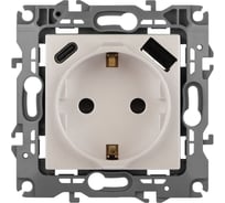 Розетка ЭРА Серия 12 12-4108-15 2PE 16A250В со шторками с USB typeAC 5В3А перламутр Б0067767