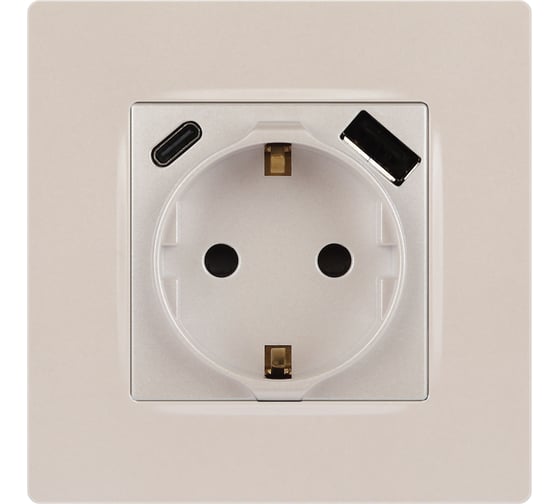 Розетка ЭРА Серия 12 12-4108-15 2PE 16A250В со шторками с USB typeAC 5В3А перламутр Б0067767