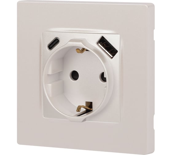 Розетка ЭРА Серия 12 12-4108-15 2PE 16A250В со шторками с USB typeAC 5В3А перламутр Б0067767