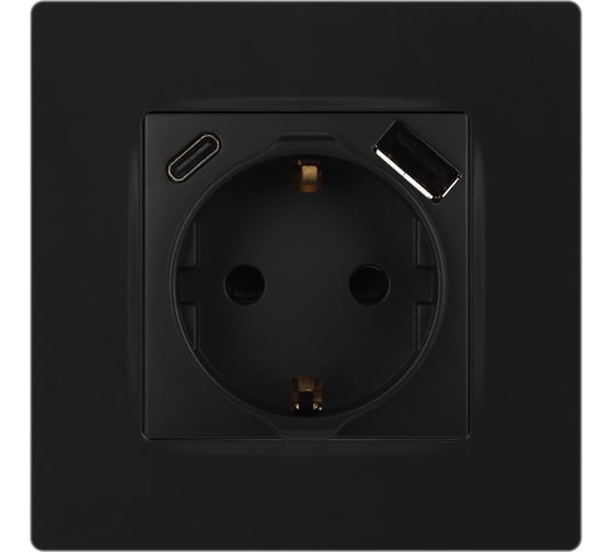 Розетка ЭРА Серия 12 12-4108-05 2PE 16A250В со шторками с USB typeAC 5В3А антрацит Б0067707