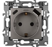 Розетка ЭРА Серия 12 12-4108-16 2PE 16A250В со шторками с USB typeAC 5В3А титан Б0067762