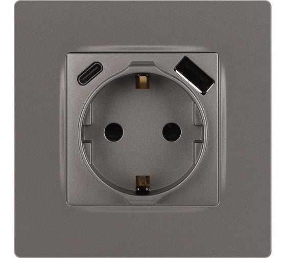 Розетка ЭРА Серия 12 12-4108-16 2PE 16A250В со шторками с USB typeAC 5В3А титан Б0067762