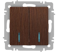 Выключатель Intro Accent 610510 двойной с подсветкой, 10А250В, IP20, СУ, AL/CU, венге Б0063527