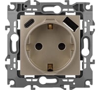 Розетка ЭРА Серия 12 12-4108-04 2PE 16A250В со шторками с USB typeAC 5В3А шампань Б0067727