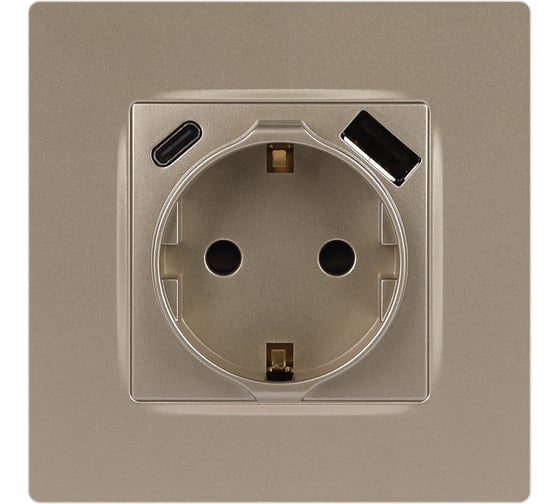 Розетка ЭРА Серия 12 12-4108-04 2PE 16A250В со шторками с USB typeAC 5В3А шампань Б0067727