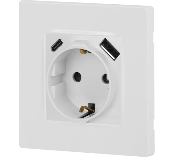 Розетка ЭРА Серия 12 12-4108-01 2PE 16A250В со шторками с USB typeAC 5В3А белый Б0067752