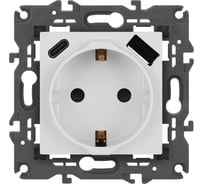 Розетка ЭРА Elegance 14-4108-01 2PE 16A250В со шторками с USB typeAC 5В3А белый Б0067736