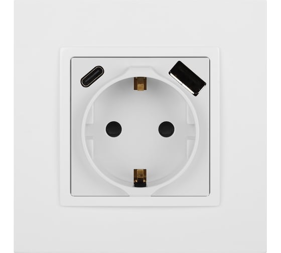 Розетка ЭРА Elegance 14-4108-01 2PE 16A250В со шторками с USB typeAC 5В3А белый Б0067736