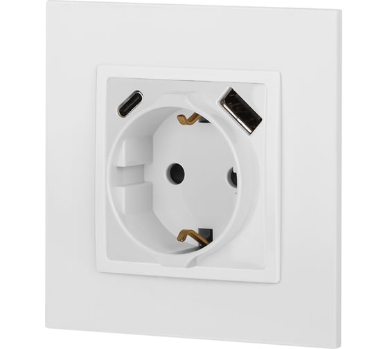 Розетка ЭРА Elegance 14-4108-01 2PE 16A250В со шторками с USB typeAC 5В3А белый Б0067736