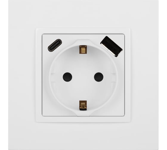Розетка ЭРА Elegance 14-4108-01М 2PE 16A250В со шторками с USB typeAC 5В3А белый матовый Б0067710