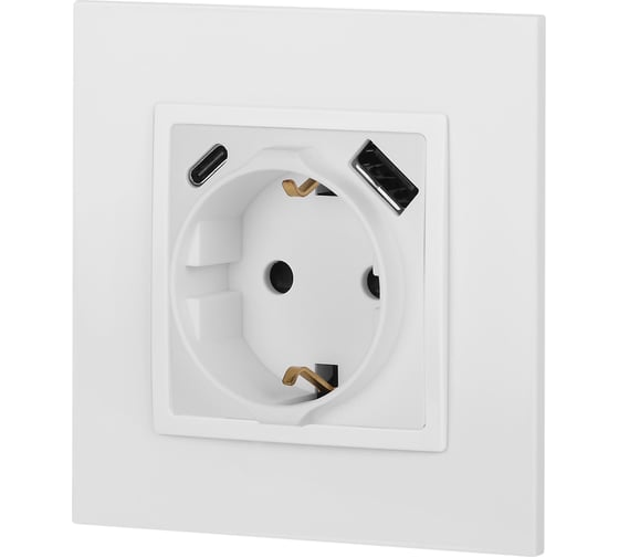 Розетка ЭРА Elegance 14-4108-01М 2PE 16A250В со шторками с USB typeAC 5В3А белый матовый Б0067710