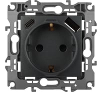 Розетка ЭРА Серия 12 12-4108-12 2PE 16A250В со шторками с USB typeAC 5В3А графит Б0067700