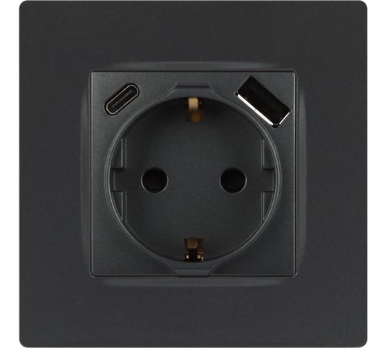 Розетка ЭРА Серия 12 12-4108-12 2PE 16A250В со шторками с USB typeAC 5В3А графит Б0067700