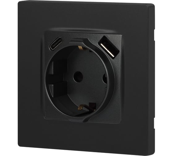 Розетка ЭРА Серия 12 12-4108-12 2PE 16A250В со шторками с USB typeAC 5В3А графит Б0067700