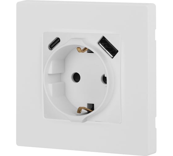 Розетка ЭРА Серия 12 12-4108-01М 2PE 16A250В со шторками с USB typeAC 5В3А белый матовый Б0067711