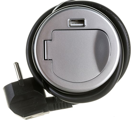 Выдвижной встраиваемый розеточный блок GTV на 1 EURO розетки и 1 USB AE-BPW1S1UCH-53