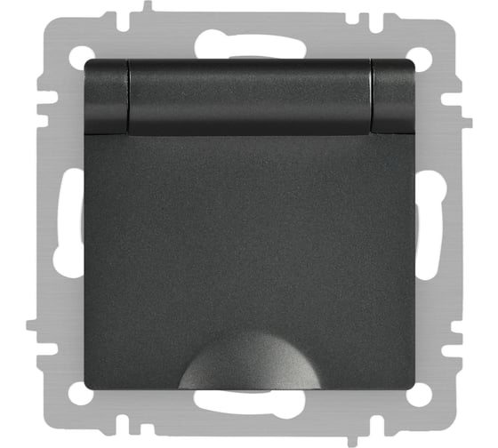Розетка Intro Accent 620307 2PE Schuko с крышкой, 16А250В, IP20, скрытой установки, AL/CU, графит Б0063441