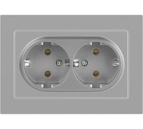 Розетка Intro Accent 620503 2x2PE Schuko, 16А250В, IP20, скрытой установки, AL/CU, алюминий Б0063490