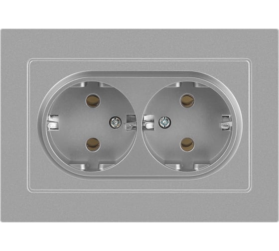 Розетка Intro Accent 620503 2x2PE Schuko, 16А250В, IP20, скрытой установки, AL/CU, алюминий Б0063490 1