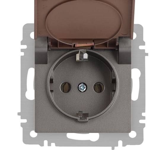 Розетка Intro Accent 620309 2PE Schuko с крышкой, 16А250В, IP20, скрытой установки, AL/CU, титан Б0063471
