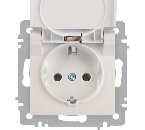 Розетка Intro Accent 620306 2PE Schuko с крышкой, 16А250В, IP20, скрытой установки, AL/CU, перламутр Б0063429