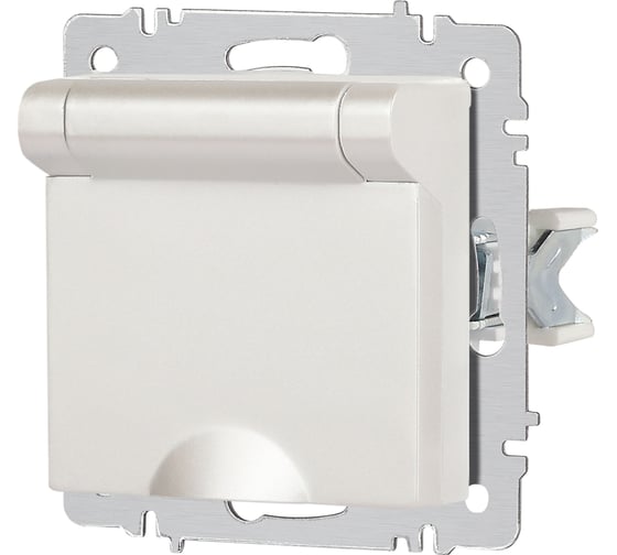 Розетка Intro Accent 620306 2PE Schuko с крышкой, 16А250В, IP20, скрытой установки, AL/CU, перламутр Б0063429
