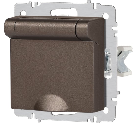 Розетка Intro Accent 620308 2PE Schuko с крышкой, 16А250В, IP20, скрытой установки, AL/CU, Accent, бронза Б0063436
