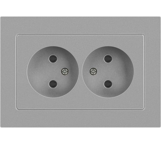 Розетка Intro Accent 620403 2x2P, 16А250В, IP20, скрытой установки, AL/CU, алюминий Б0063453