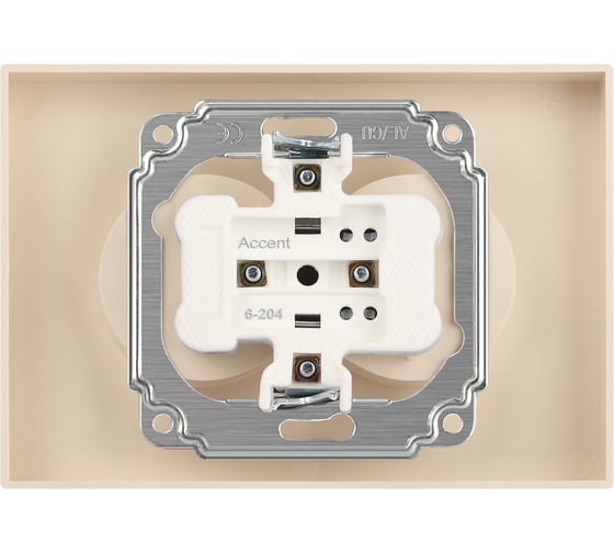 Розетка Intro Accent 620403 2x2P, 16А250В, IP20, скрытой установки, AL/CU, алюминий Б0063453