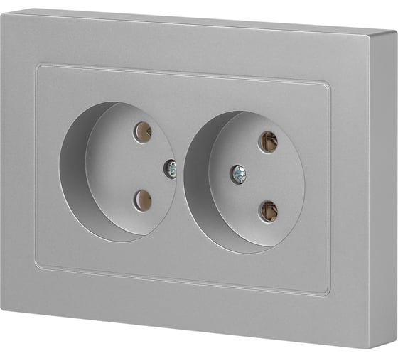 Розетка Intro Accent 620403 2x2P, 16А250В, IP20, скрытой установки, AL/CU, алюминий Б0063453