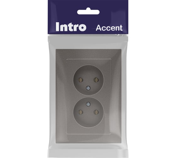 Розетка Intro Accent 620409 2x2P, 16А250В, IP20, скрытой установки, AL/CU, титан Б0063433