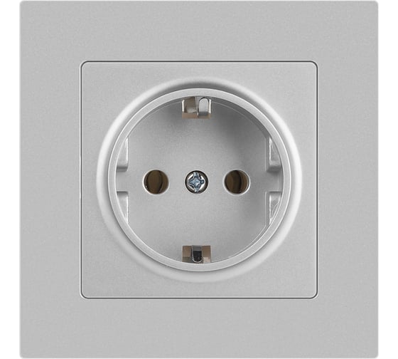 Розетка Intro Accent 620203 2PE Schuko, 16А250В, IP20, скрытой установки, алюминий Б0063686