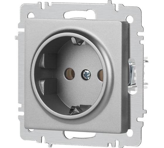 Розетка Intro Accent 620203 2PE Schuko, 16А250В, IP20, скрытой установки, алюминий Б0063686