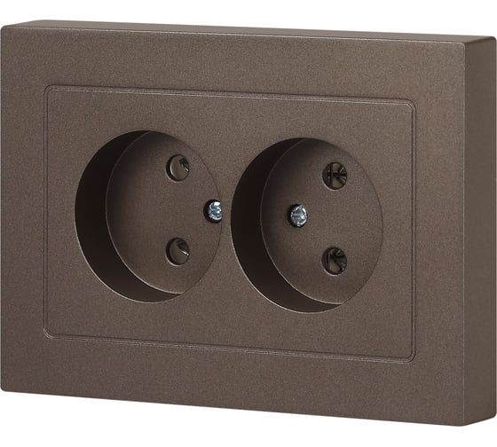 Розетка Intro Accent 620408 2x2P, 16А250В, IP20, скрытой установки, AL/CU, бронза Б0063472