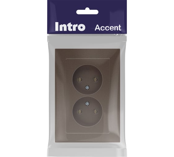 Розетка Intro Accent 620408 2x2P, 16А250В, IP20, скрытой установки, AL/CU, бронза Б0063472