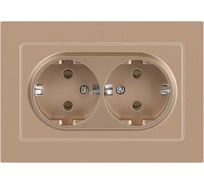Розетка Intro Accent 620504 2x2PE Schuko, 16А250В, IP20, скрытой установки, AL/CU, шампань Б0063492