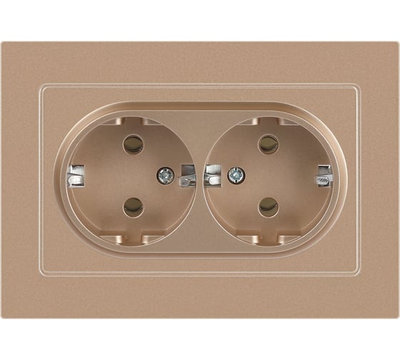 Розетка Intro Accent 620504 2x2PE Schuko, 16А250В, IP20, скрытой установки, AL/CU, шампань Б0063492
