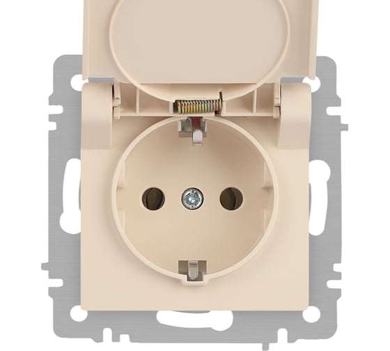 Розетка Intro Accent 620302 2PE Schuko с крышкой, 16А250В, IP20, скрытой установки, слоновая кость Б0063716