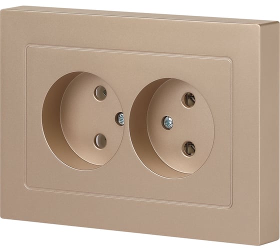 Розетка Intro Accent 620404 2x2P, 16А250В, IP20, скрытой установки, AL/CU, шампань Б0063462